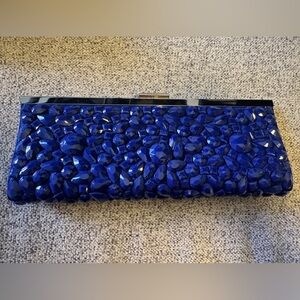 EUC Banana Republic beaded clutch in dark blue